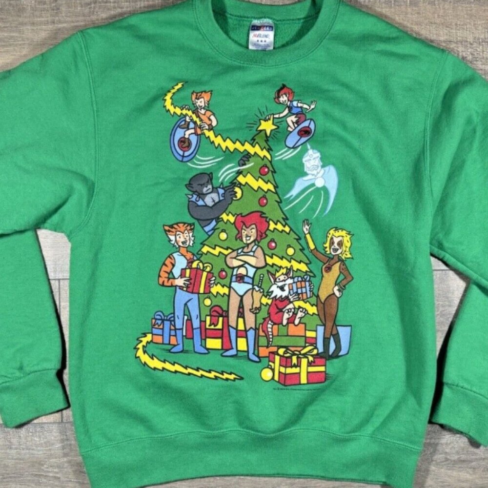 Vintage Christmas Thundercats Mens Crewneck Sweatshirt 90s Medium Warner Bros